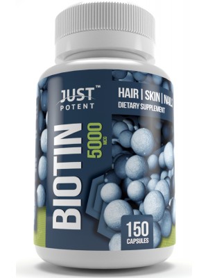 Biotin (Vitamin B7) Supplement by Just Potent 5,000 MCG | Hair, Skin & Nails Supplement Biotin (Vitamin B7) Supplement by Just Potent 5,000 MCG | Hair, Skin & Nails Supplement