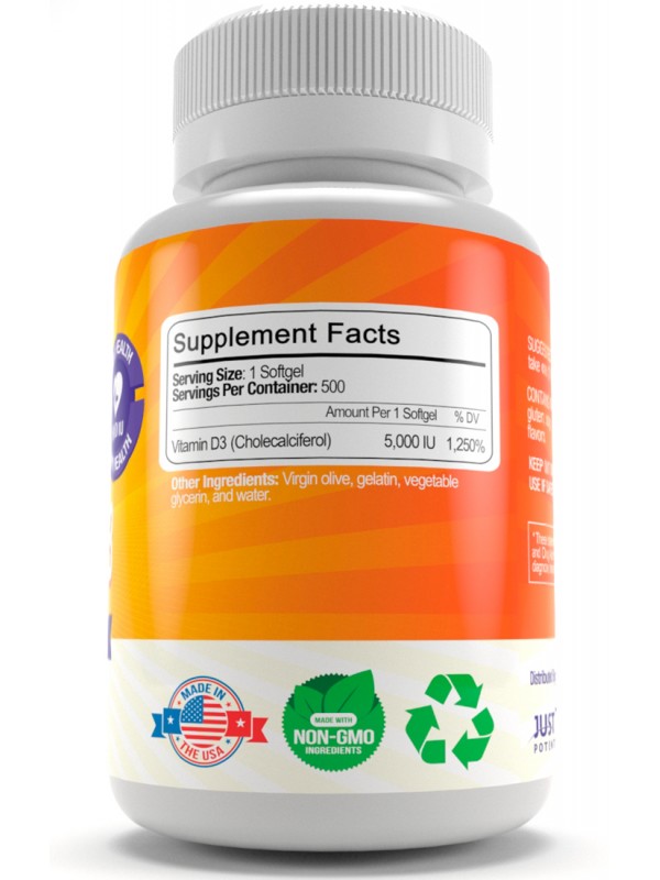 Vitamin D3 Supplement | 500 Softgels | 5,000 IU | Better ...