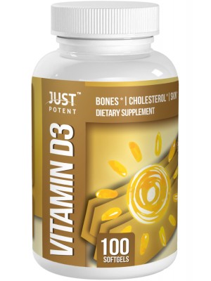 Vitamin D3 Supplement by Just Potent | Bones & Teeth Health | Cholesterol | Skin | 5,000 IU